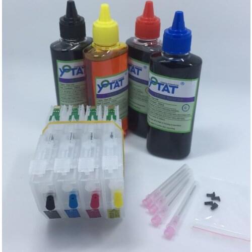 YOTAT 4color*100ml Dye Ink + Refillable Ink Cartridge LC3213 XL LC3211 for Brother MFC-J890DW MFC-J895DW DCP-J772DW DCP-J774DW