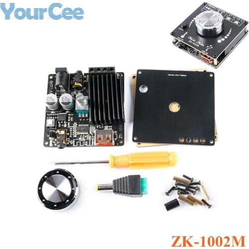 ZK-1002M 100W+100W 2*100W Bluetooth 5.0 Power Audio Amplifier Board Module Stereo AMP Amplificador AUX USB Interface