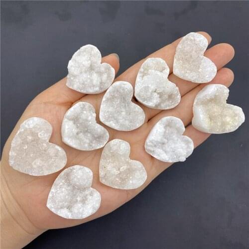 Beautiful 1PC Natural Mini Crystal Agate Geode Heart Cluster Healing Stone Reiki Rock Mineral Natural Quartz Crystals