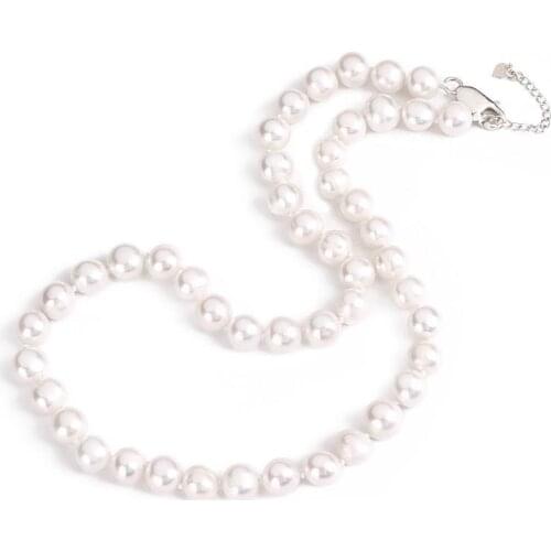 2021 8-9mm near round jewelry bright and flawless white fresh water pearl necklace for mother-in-law gift jewelry necklace
