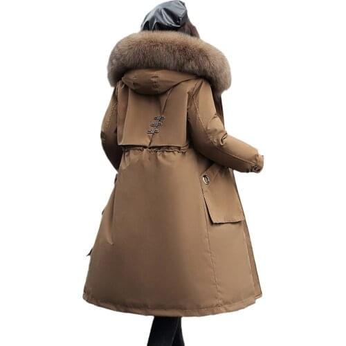 -30 Degrees Snow Wear Long Parkas Winter Jacket Women Removable Fur Hooded Outwear Female Fur Lining Thick Winter Coat Women