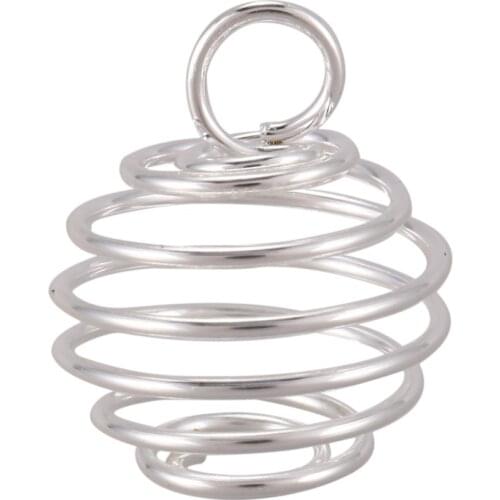 50PCs Silver Spiral Bead Cages Pendants Jewellery Making Crafting 18mmx15mm