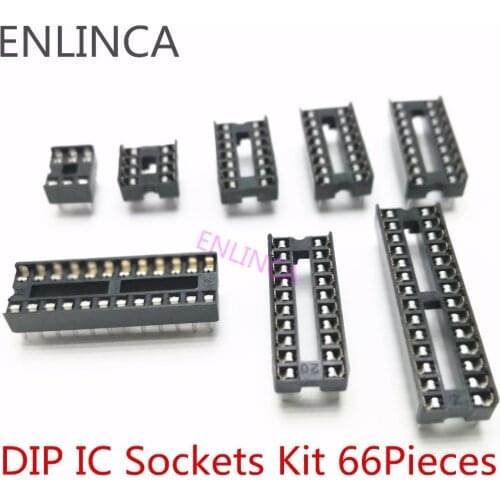 66PCS/Lot DIP IC Sockets Adaptor Solder Type Socket Kit 6 8 14 16 18 20 24 28 Pin DIP-8 16-Pins DIP8 DIP16 IC Connector