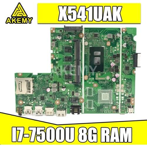 Akemy For Asus X541UA X541UAK X541UVK X541UJ X541UV X541U F541U R541U Motherboard laptop Motherboard W/ 8GB RAM SR2ZV I7-7500U
