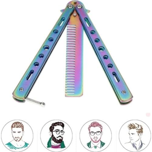 Automatic Spin Comb Butterfly Color Titanium Hairdressing Tools Butterfly Knife Safety Long-lasting Comb
