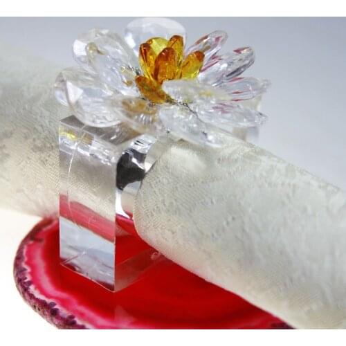 Free shipping crystal flower napkin ring wedding holiday decoration , wholesale napkin holder 12 pcs