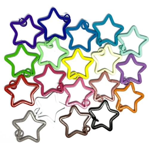 Star shape colorful Metal Key Holder Split Rings Unisex Keyring Keychain Keyfob Accessories Keychain Making Diy Accessories