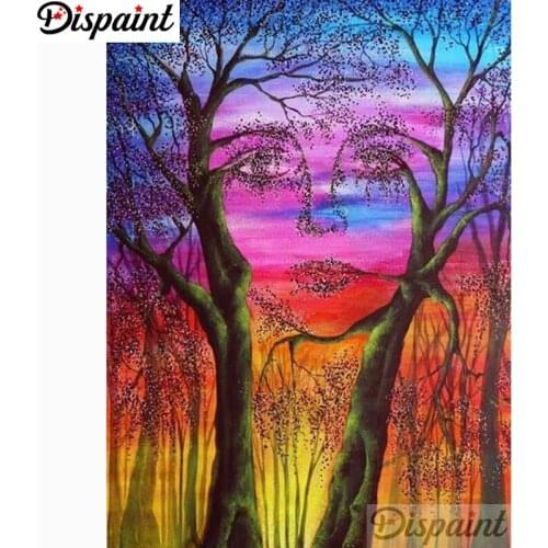 Dispaint 5D DIY Diamond Painting "Twilight tree scenery" Full Drill Resin Diamond Embroidery Cross Stitch Home Decor A25998