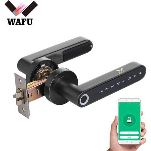 WAFU WF-016 Fingerprint Door Lock Smart Bluetooth Password Handle Lock APP Unlock Keyless Entry Works with iOS/Android