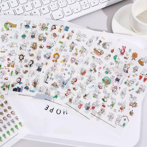 Ellen Brook 6 PCS /Set Cute Kawaii Cartoon DIY Stickers Diary Scrapbook Decoration Stationery Office School Adhesive Diary Album