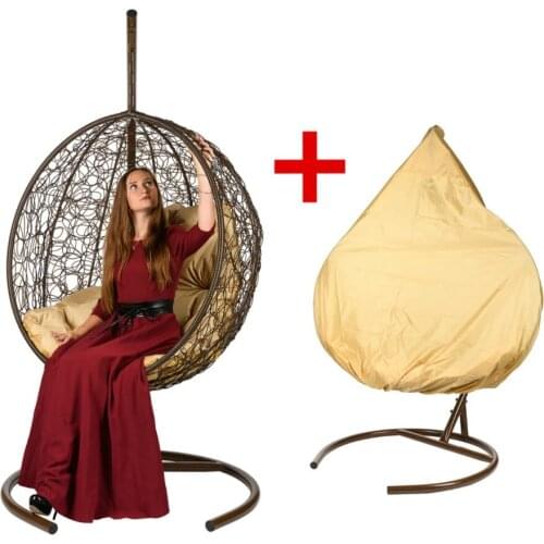 100х105х195 cm Garden Hanging Egg Chair with Steel Frame Swing Lounger Hammock Chair Soft Cushion Outdoor Backyard Furniture
