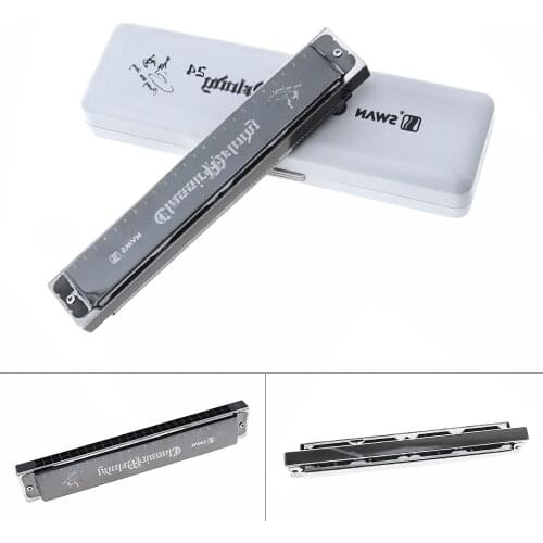 24 Holes Complex ToneC Harmonica Diatonic Musical Instrument with Signature for Beginners / Professional Performance