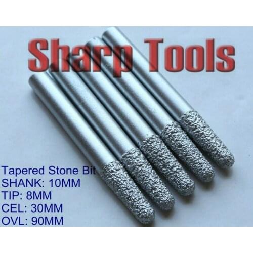 10x8x30MM Taper End Mill Set Diamond CNC Engraving Bits, 90mm Long Milling Cutter CNC Diamond Tools Bit for 3D Stone Engraving