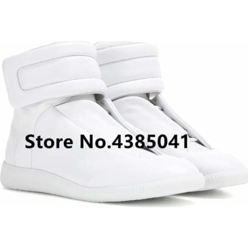 Mens Flat High-Top Casual Shoes Genuine Leather Trainers Zapatos Hombre Hook&Loop Sneakers Muti-Colors Leisure Male Shoes