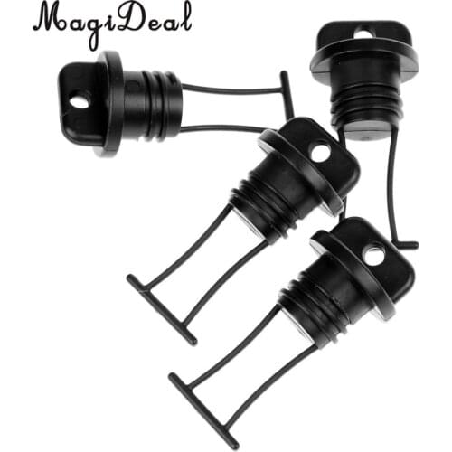 MagiDeal 4 Pieces Black Plastic Hull Drain Plug Universal for Kayaks Canoes Boats Flatable Fishing Boat Dinghy Replacement Acce