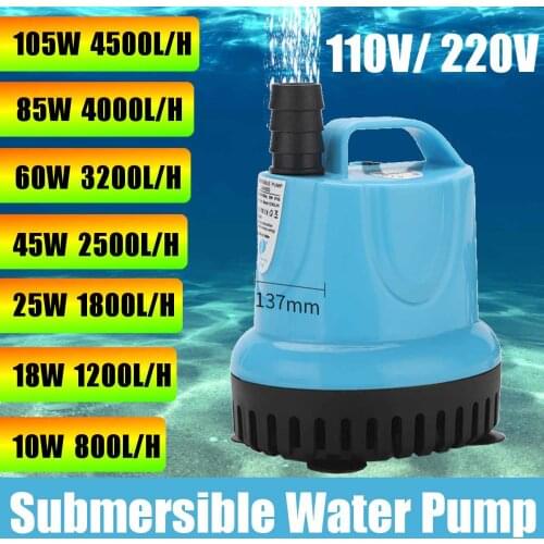 Multifunctional Aquarium Water Pumps Tank Pond Pool Fountains Pump Waterproof Submersible Fish Pond Water Pump 25/45/60/85/105W