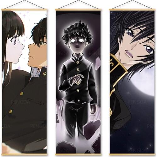 Canvas Home Decoration Mob Psycho 100 Wall Artwork Painting Solid Wood Hanging Scrolls Print Modern Japan Anime Picture Poster