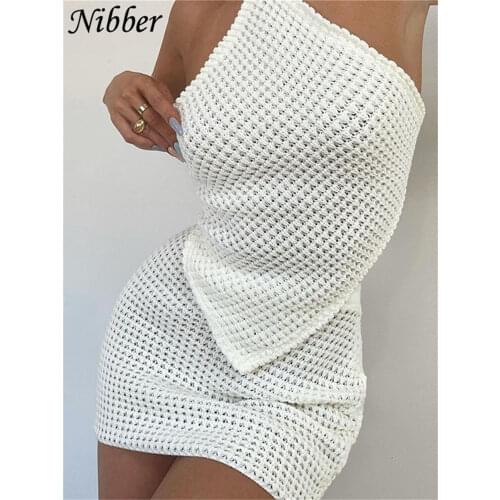 Nibber Sexy Knit 2 Two Piece Sets Women Diamond Lace Top And Skinny Elastic Force Mini Skirts Summer Female Club Outfits Y2K