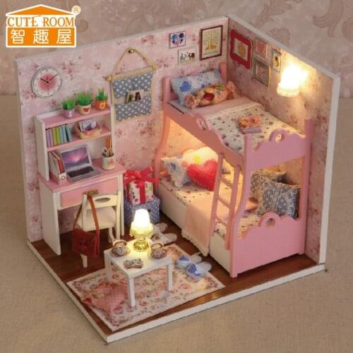 P221 New hot Diy dollhouse miniature wooden dollhouses dollhouse furniture kit music house led toys for children birthday gift