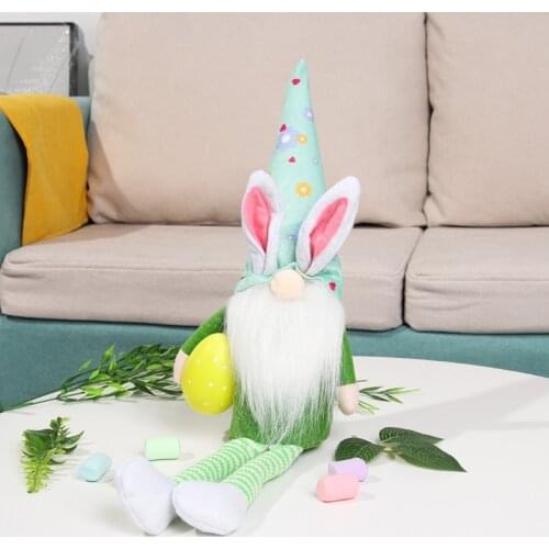Easter Bunny Gnomes Handmade Swedish Tomte Rabbit PlushToys Ornament Spring Gift E56C