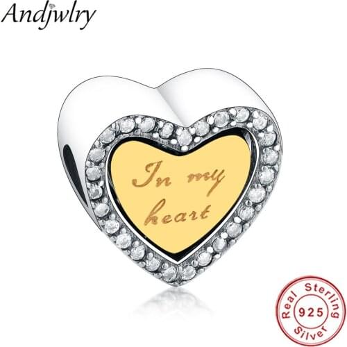 925 Sterling Silver Charm Fits Original Pandora Charms Bracelets Beads In My Heart Charm Beads for Making Berloque DIY Jewelry