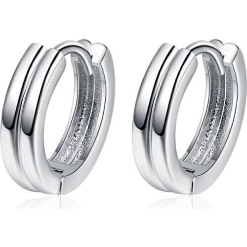 KOFSAC New Trendy Jewelry 925 Sterling Silver Earrings For Women Minimalism Geometric Hoop Earring Lady Daily Wear Birthday Gift