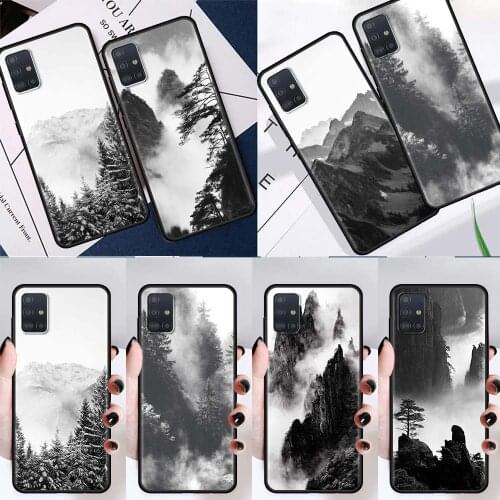 Silicone Case For Samsung Galaxy A51 A71 A21S A12 A31 A32 A52 A41 A02S A10 M31 M51 Soft Phone Coque White Mountain Tree Forest