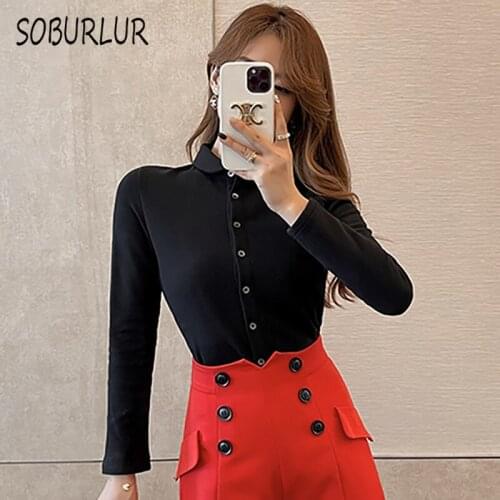 SOBURLUR Womens Black Shirts