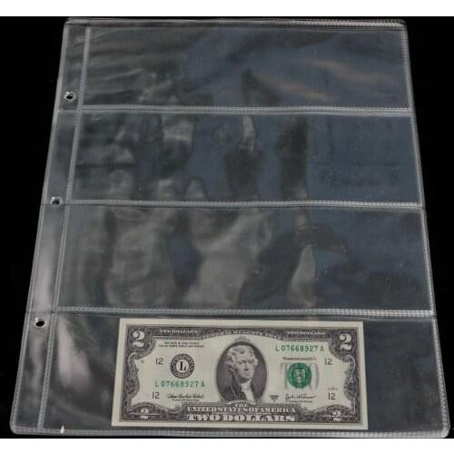 Album Pages 4 Pockets Money Bill Note Currency Holder Storage Collection 1 Sheet
