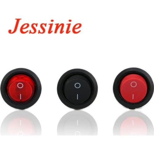 5PCS KCD1-105 Diameter Small Round Boat Rocker Switch Black Mini Black Red 2 3 Pin 2Pin 3Pin ON-OFF Rocker Switch With LED