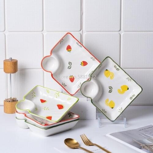 Japanese Dumpling Plate Ceramic Deep Plate with Dipping Sauce Plate Shrimp Plate Breakfast Plate Home Small Fresh Strawberry
