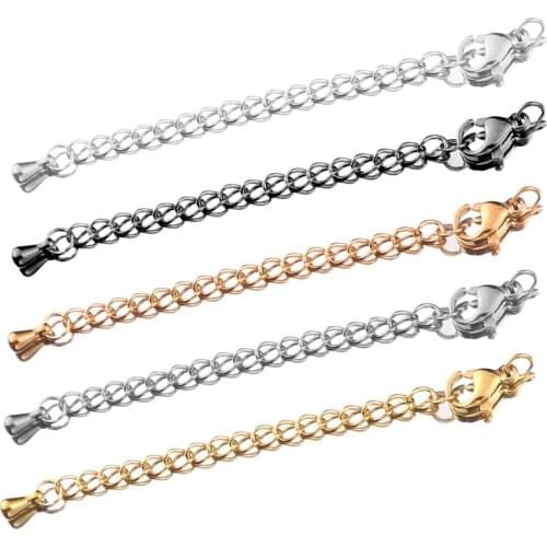 10pcs/lot Stainless Steel Lobster Clasps Extended Extension Tail Chain Connector for Jewelry Making Findings Bracelet Necklace