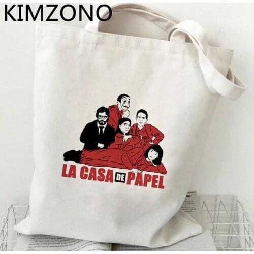 La Casa De Papel shopping bag tote shopping bolso cotton handbag shopper bag cloth fabric ecobag net custom