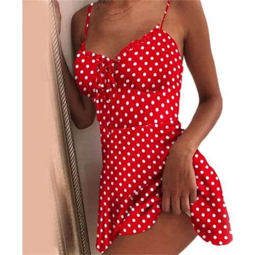 2021 Fashion Beach Dress Lossky Women Summer Dress Polka Dot Chiffon Sleeveless Mini Casual Party High Quality Female Dress