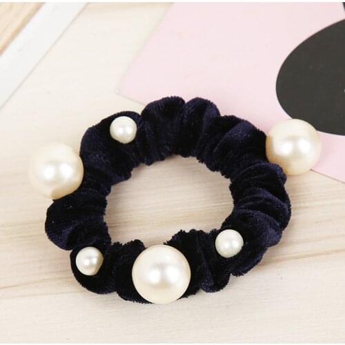 1 pc Flannel Velvet Hair Band Women Pearl Hair Rope Girls Scrunchies Hair Tie Ponytail Holder Hair Accessories