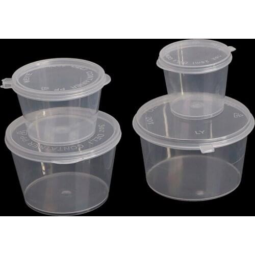 10Pcs Wholesale Clear Food Small Sauce Containers Package Box&Lid Portable Disposable Portable Plastic Cups