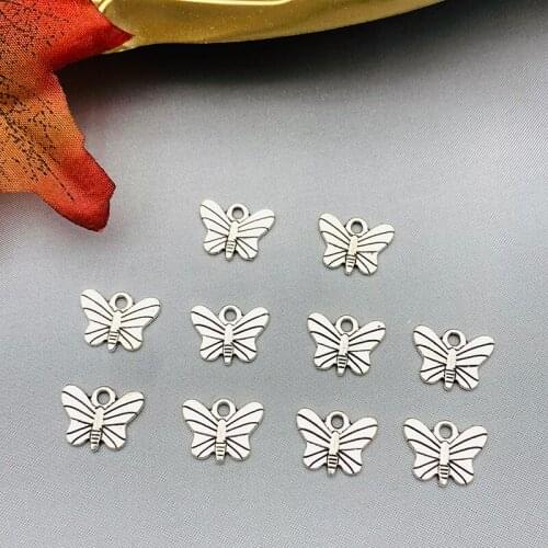10Pcs Alloy Butterfly Charms Silver Color Metal Insect Pendant Charm For Earring Necklace Handmade DIY Jewelry Making Accessorie
