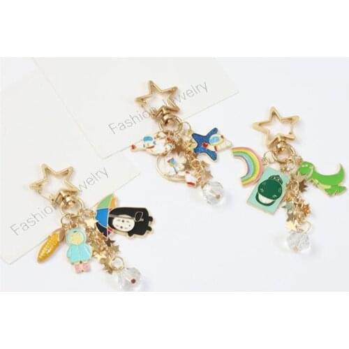 10 styles Jewelry Keychain Doraemo No Face Man Keyrings Cartoon Animal Pendants Key Chain Wallet Bags purse Trinket Key Buckle