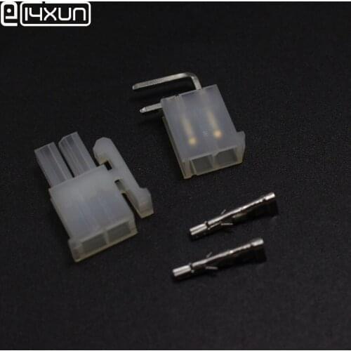 100sets 5557 5569 2P Bend Pin Wire Terminals Electrical Connector 4.2mm 2Pin Right Angle Plug jack for Car Auto PC ATX