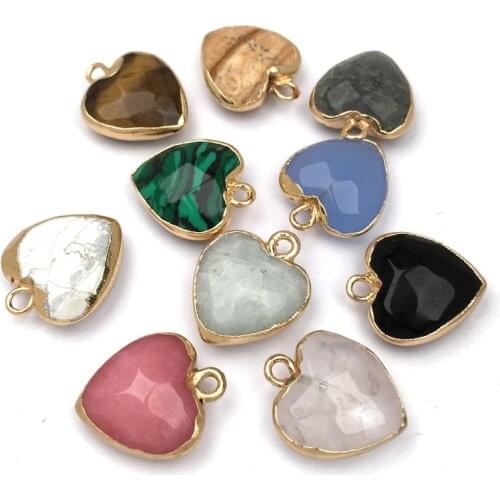 2020 Natural Stone Crystal Pendant Heart shape Pendants Making for DIY Jewelry Supplies Fine necklace accessories size 14x17mm