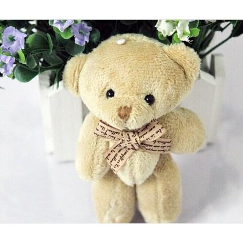 50pieces/lot 12cm Brown Ribbon bow tie Bear cartoon bouquet bear doll plush joints Naked teddy bear doll mini bear doll