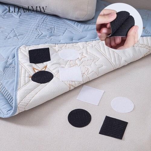 50pcs Non-slip Velcro Sofa Cushion Rug Mat Seat Cushion Fixed Stickers Round Double-sided Seamless Patch Household Items