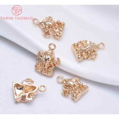 6PCS 16.5x13MM 24K Champagne Gold Color Plated Brass India Elephant Buddha Charms Pendants High Quality Jewelry Accessories