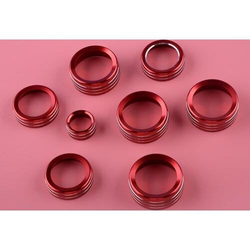 Aluminum Alloy 8pcs Car AC Radio Switch Release Mirror 4WD Control Knob Ring Trim Cover Fit for Ford F150 2013 2014