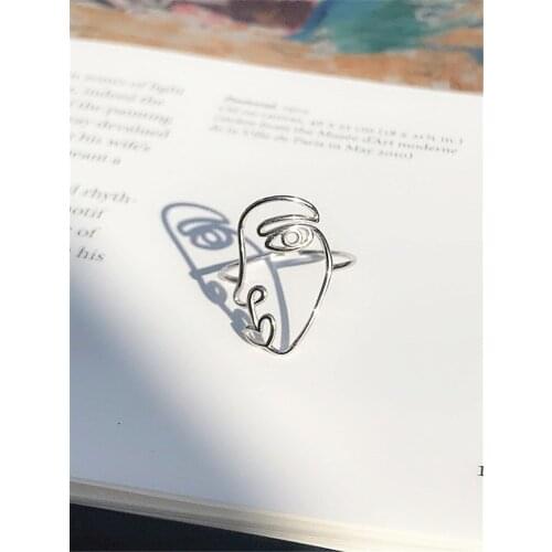 Bohemian Charm Boho Human Face Rings For Women Lover Wedding Bridal Valentines Gifts Men Open Retro Antique Rings