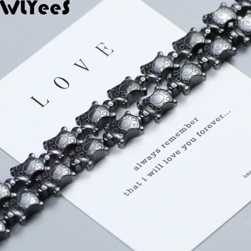WLYeeS tortoise shaped Natural Black Hematite beads Profiled Loose bead for DIY Jewelry bracelet Pendant Making Accessories GIft
