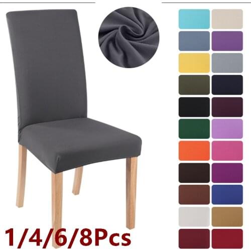 1/2/4/6/8PCS Solid Color Chair Cover Spandex Stretch Slipcovers Chair Protection Covers For Dining Room Kitchen Wedding Banquet