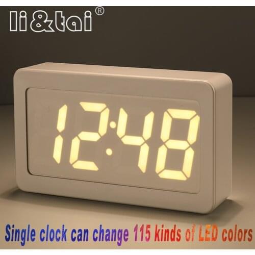 Digital Alarm Clock Color Changing Sounds Control Temperature Date Display LED Alarm Clock Brightness Adjustable table Clock