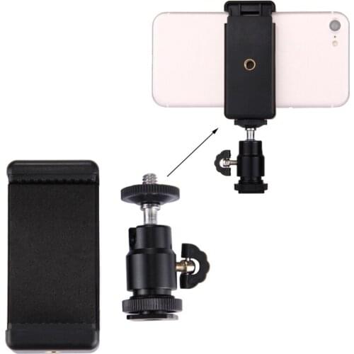 Camera Phone Bracket Holder Clip Tripod Mount Adapter with 360 Ball Head for iPhone Samsung Universal