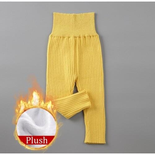 Kids clothes girl boys pants baby stuff baby leggings elasticity high waist pants newborn baby knitted soft warm plush pants